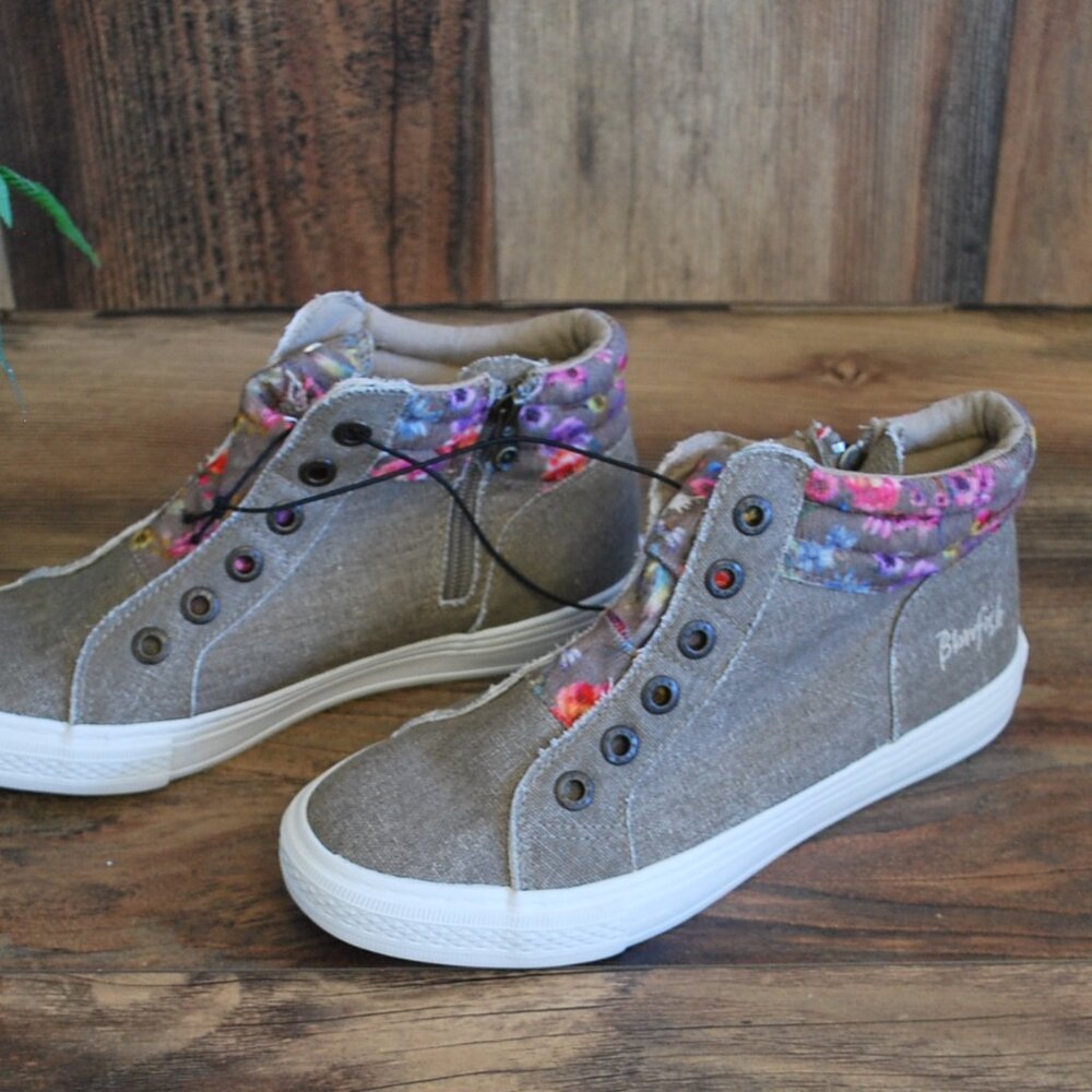 BlowfishTan Brown High-Top Sneakers with Floral Trim - Picture 3 of 5